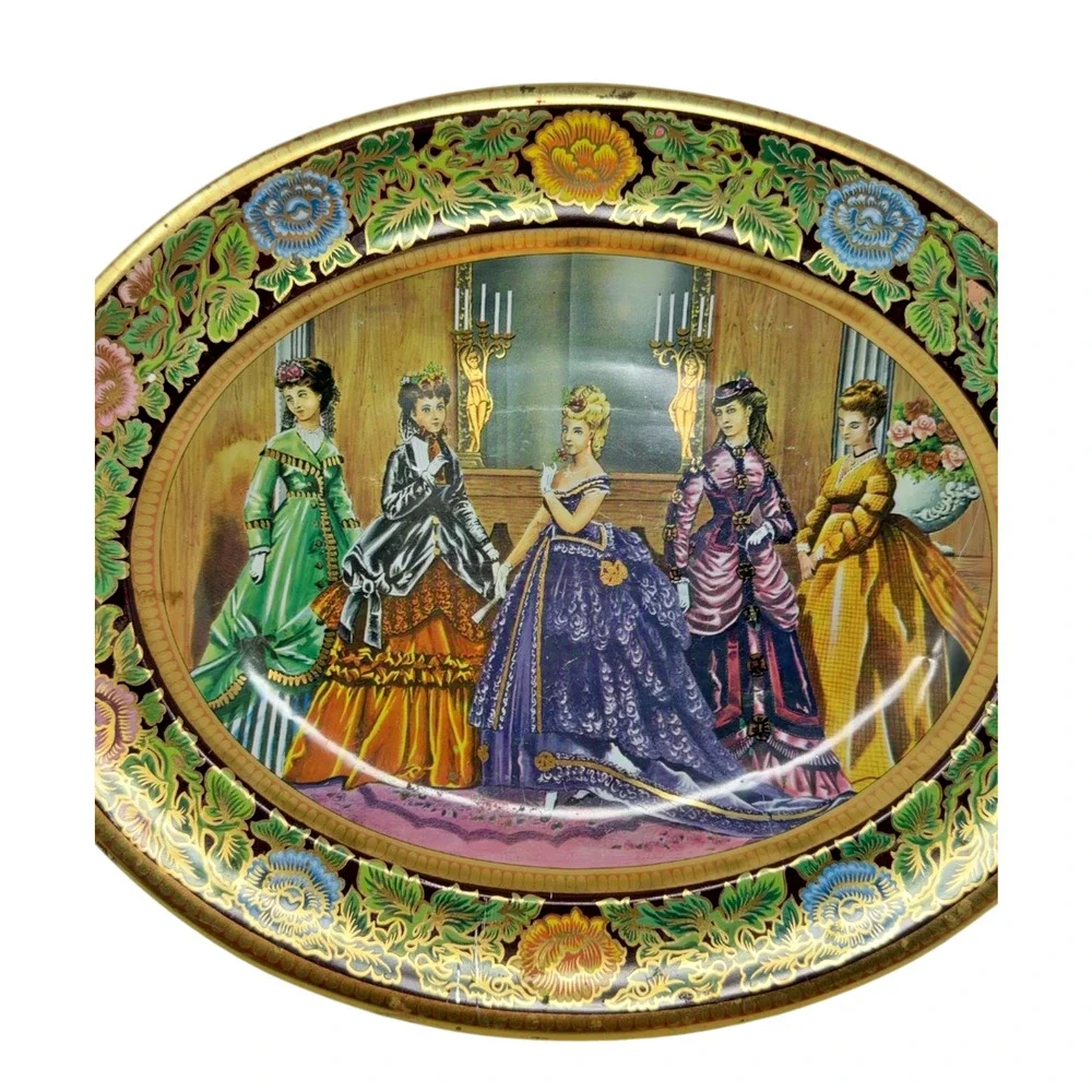 Daher Decorative Ware England Oval Tole Serving Tray Victorian Ladies - Picture 4 of 12